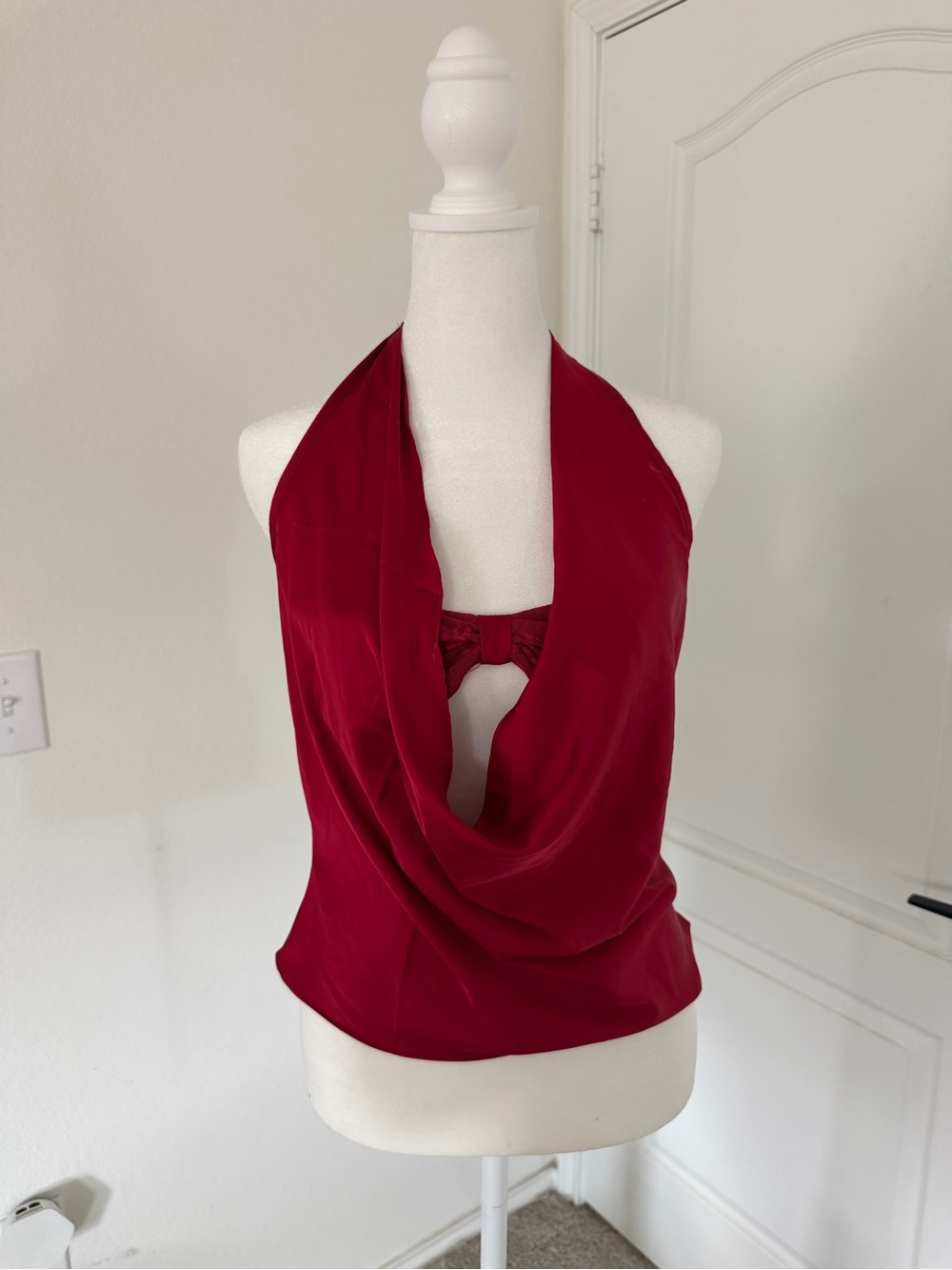 White Fox Boutique Red Halter Drape Top
